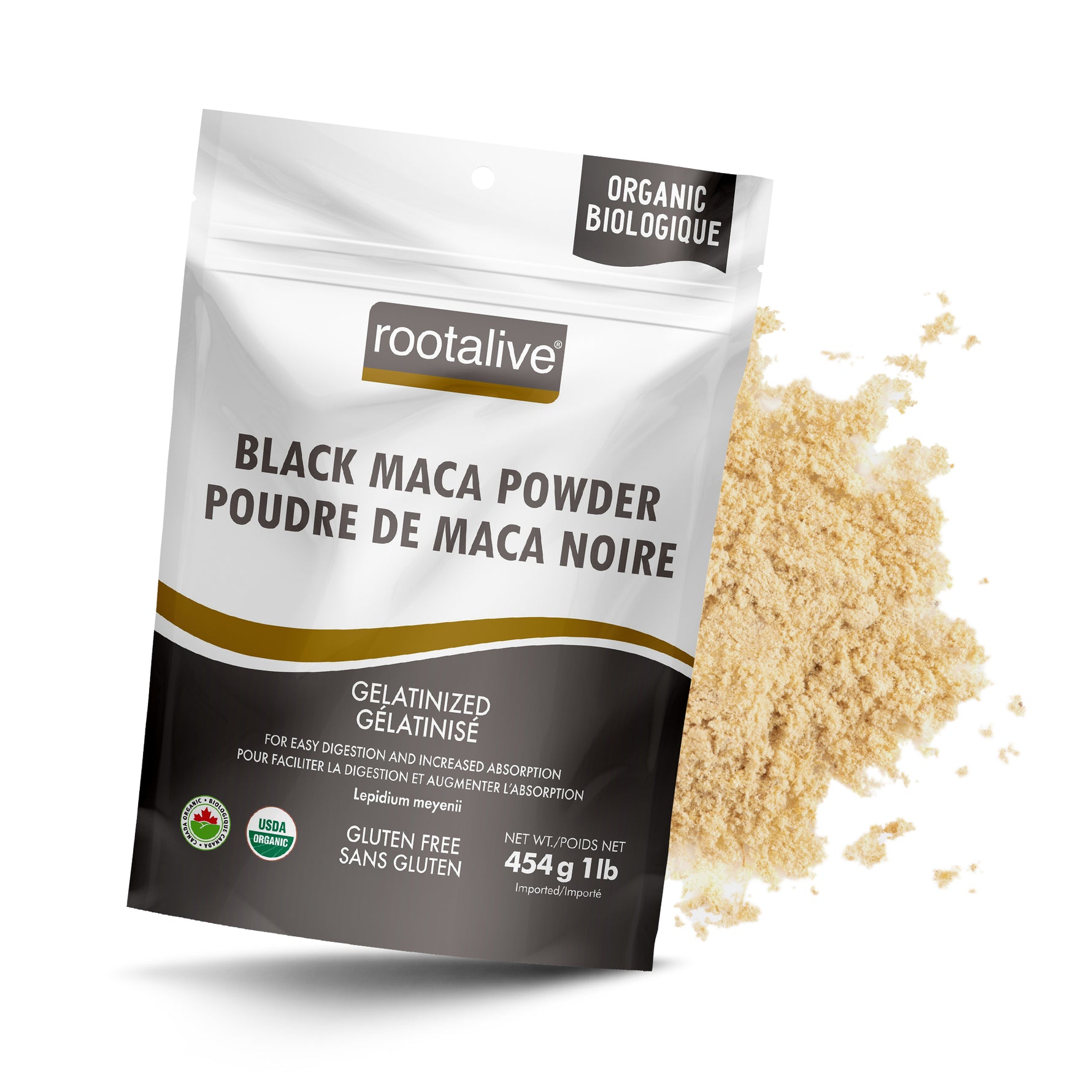 Organic Gelatinized Black Maca Powder 454g - Rootalive Inc.