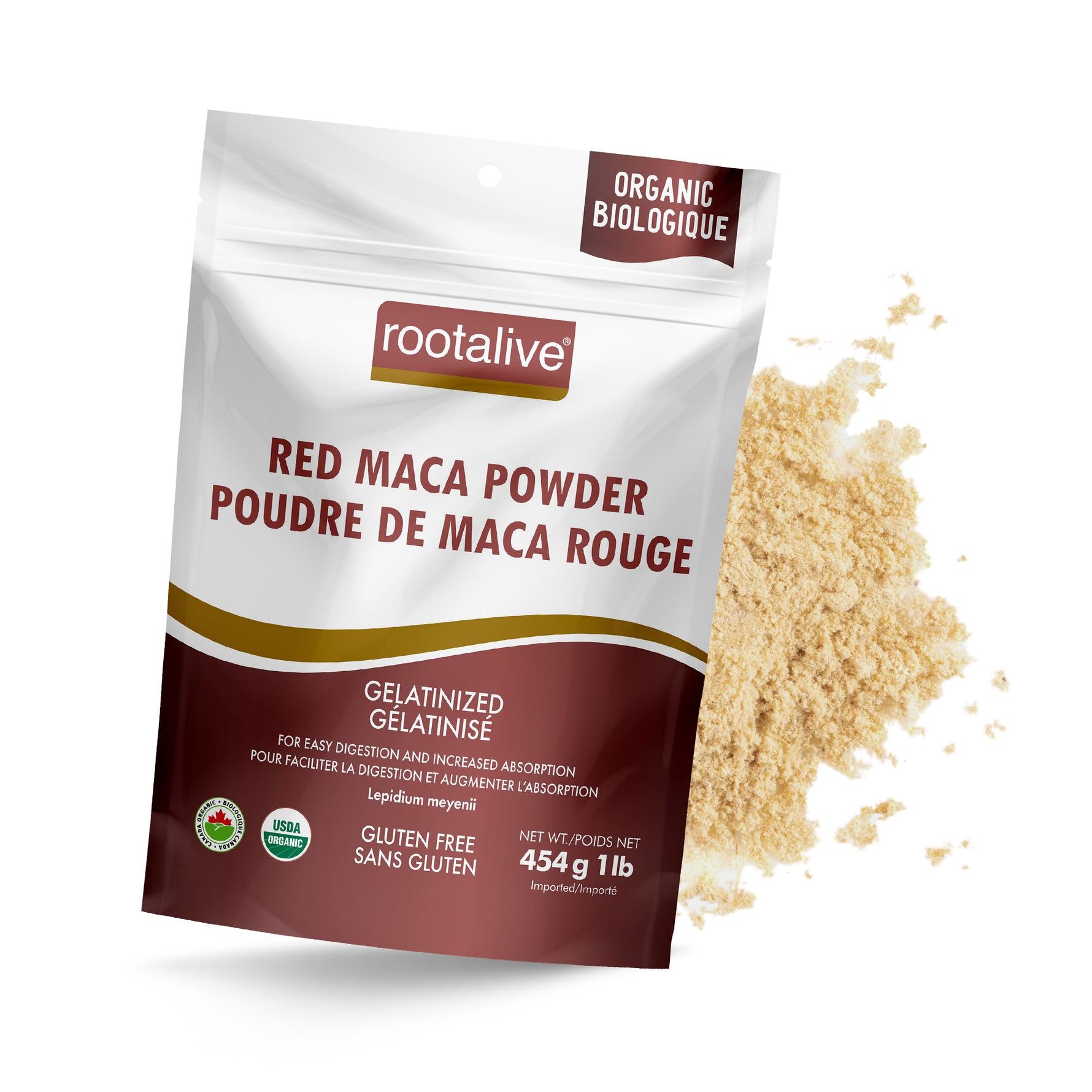Organic Gelatinized Red Maca Powder 454g - Rootalive Inc.