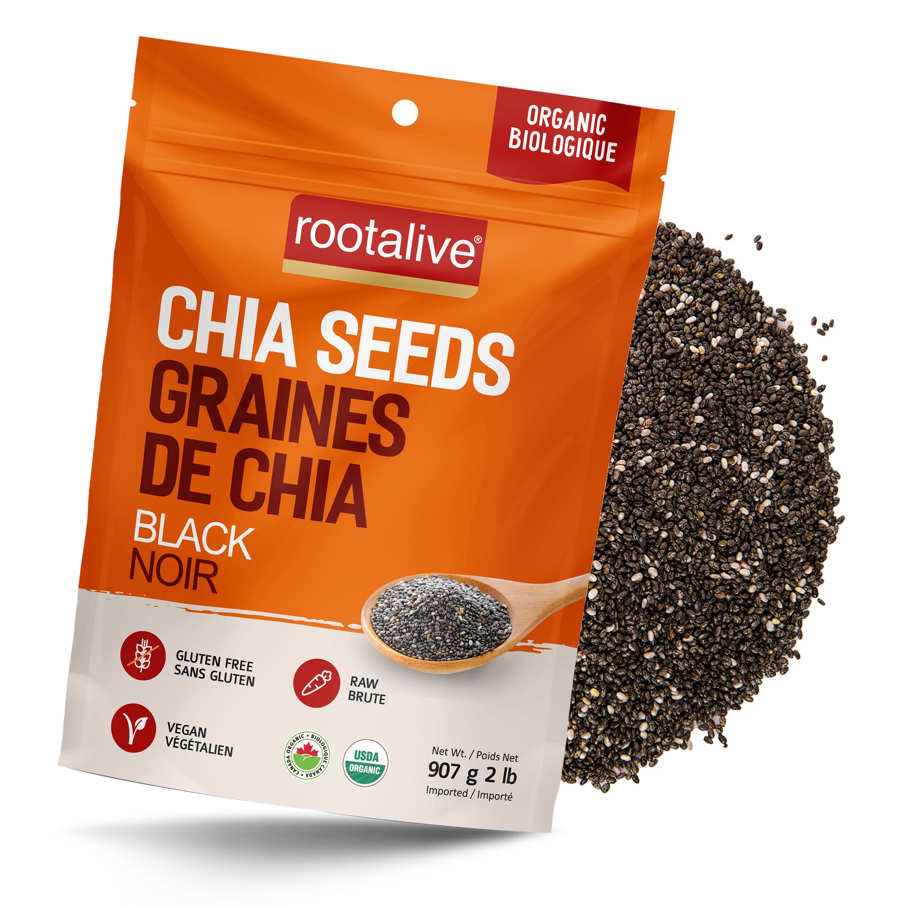 Organic Black Chia Seeds 907g - Rootalive Inc.