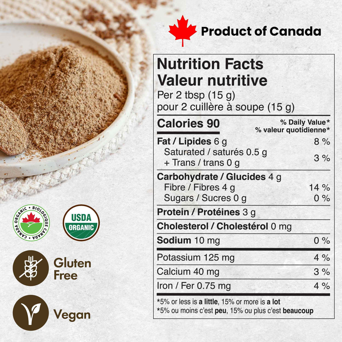 Organic Milled Brown Flax Seed 454g