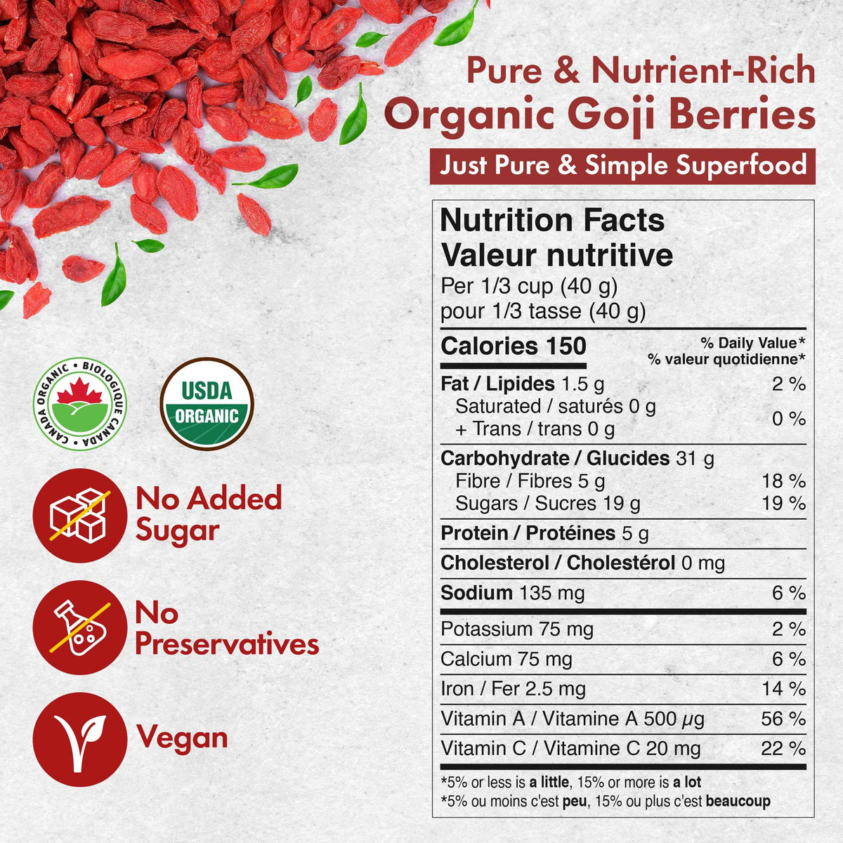 Organic Dried Goji Berries 454g