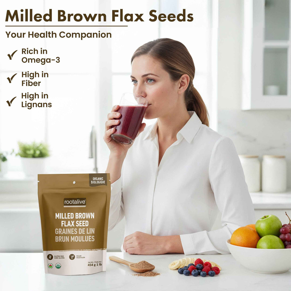 Organic Milled Brown Flax Seed 454g