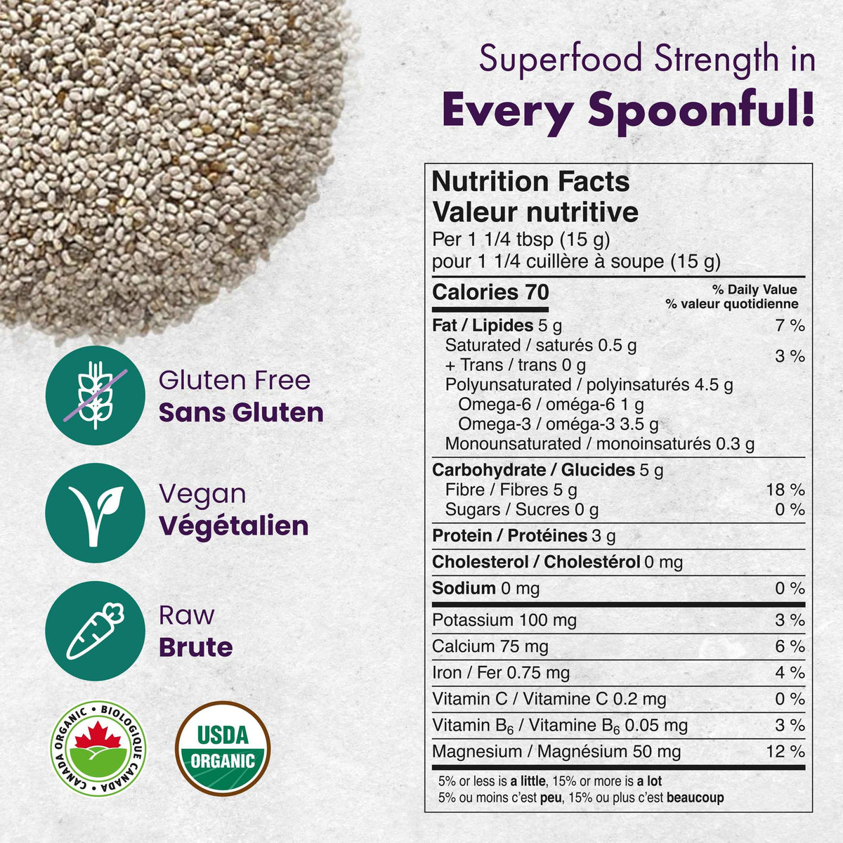 Organic White Chia Seeds 454g