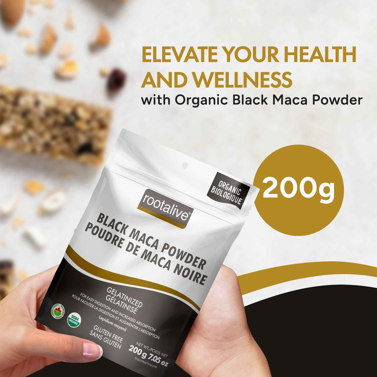 Organic Gelatinized Black Maca Powder 200g