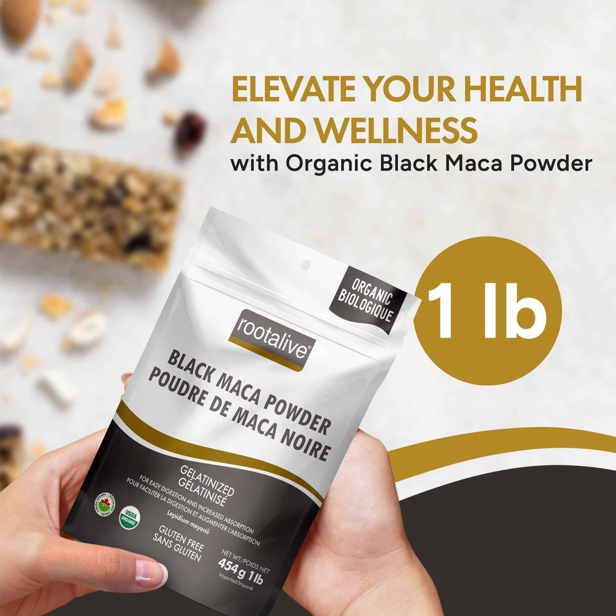 Organic Gelatinized Black Maca Powder 454g