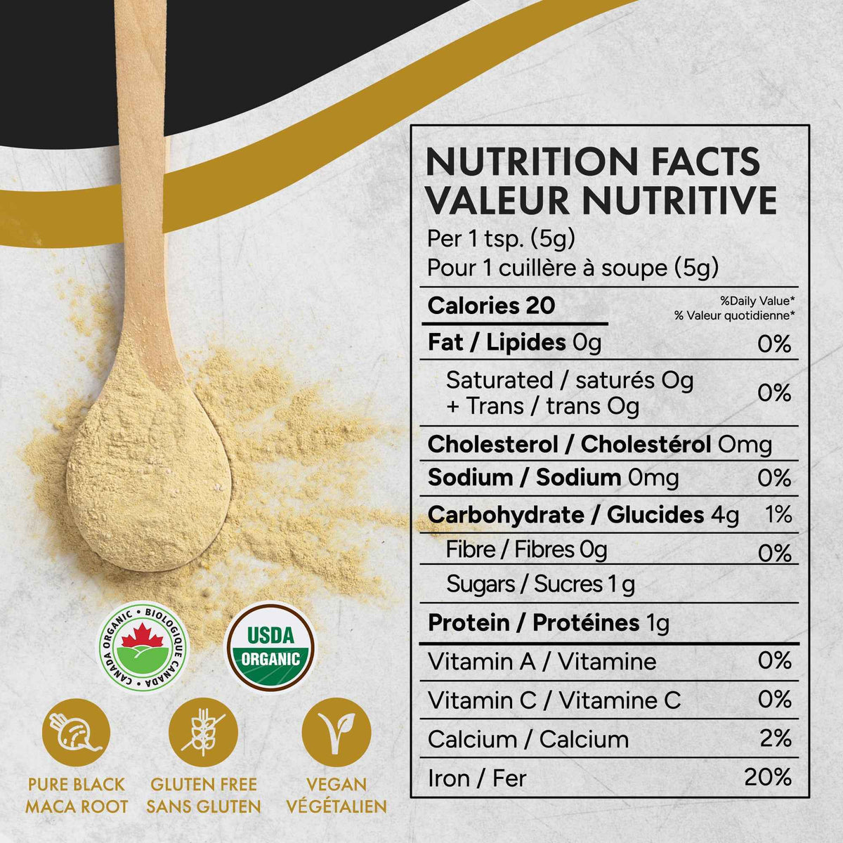 Organic Gelatinized Black Maca Powder 454g