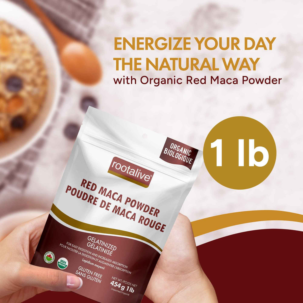 Organic Gelatinized Red Maca Powder 454g