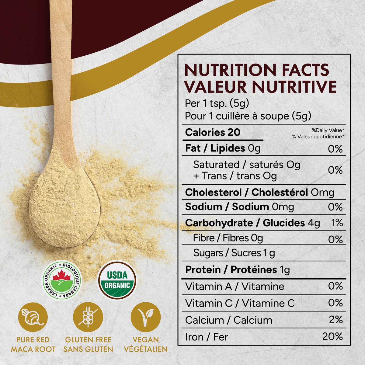 Organic Gelatinized Red Maca Powder 454g